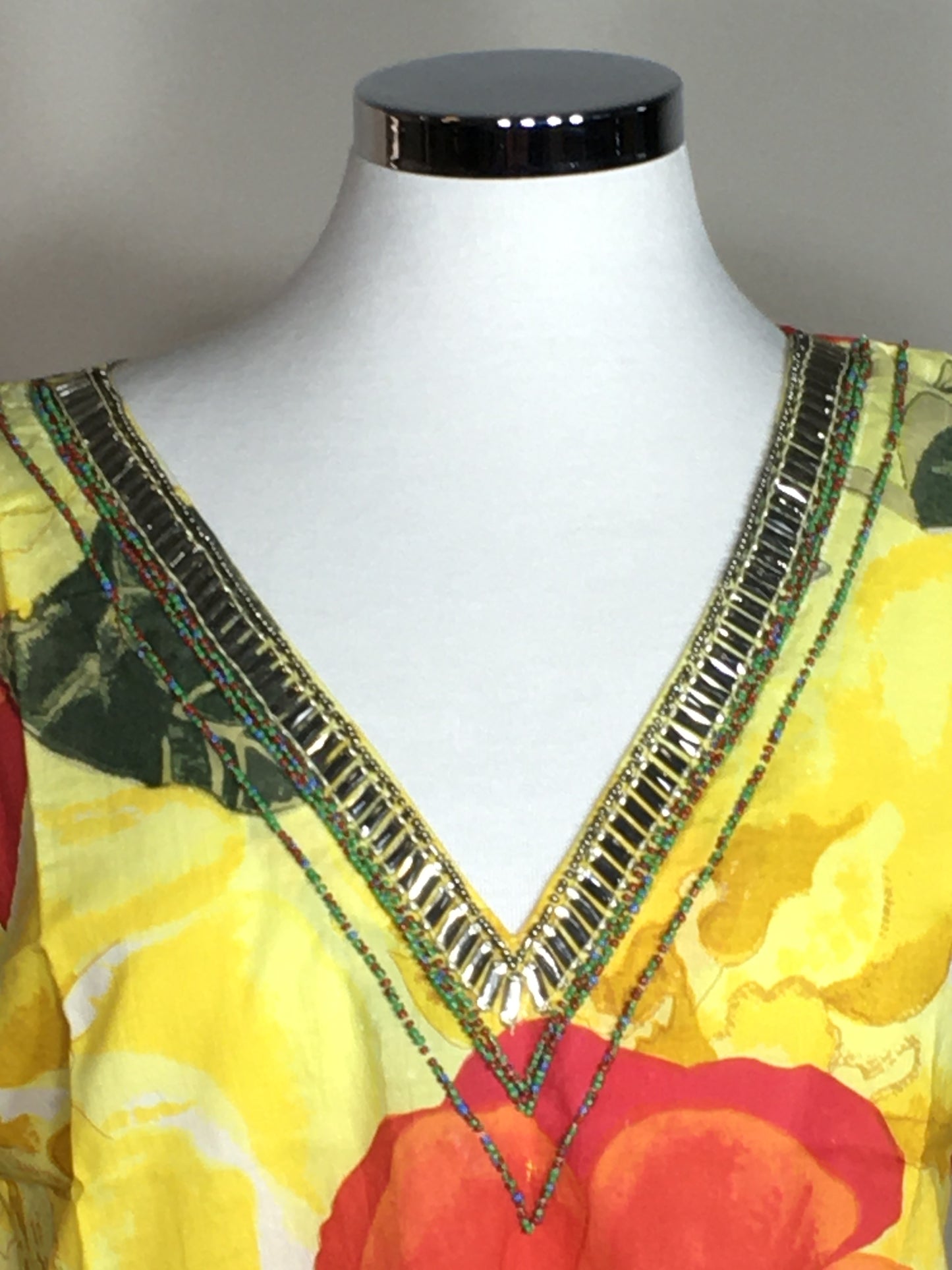 Yellow and Red Cotton Kaftan